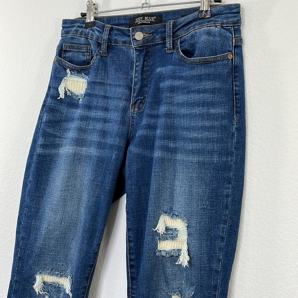 Judy Blue Boyfriend Thermal Patch Mid-Rise Jeans size 5/27 Style: 88306 - Picture 3 of 10